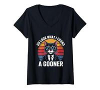 Womens Oh Look What I Found A Gooner, Funny Gen Z Brain Rot Meme V-Neck T-Shirt