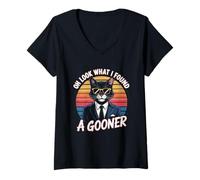 Womens Oh Look What I Found A Gooner, Funny Gen Z Brain Rot Meme V-Neck T-Shirt