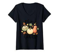 Women's Oh My Gourd Cute Fall Pumpkin Harvest V-Neck T-Shirt