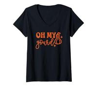 Womens Oh My Gourd - Fall Autumn Pumpkin Funny Thanksgiving V-Neck T-Shirt