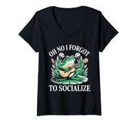 Women's Oh No I Forgot to Socialize Introvert Jokes V-Neck T-Shirt