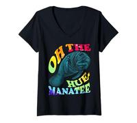 Womens Oh The Hue Manatee Sea Cow Sea Marine Life Manatee Lover V-Neck T-Shirt