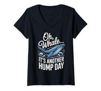 Womens Oh Whale It's Another Hump Day Funny Work Attitude Office V-Neck T-Shirt