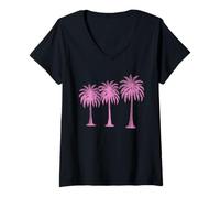 Women's Ohana Means Family Hawaii Summer Palm Trees Beach V-Neck T-Shirt