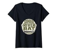 Women's Ohio River Rat Towboat Barge Deckhand River Town Pride V-Neck T-Shirt