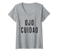 Womens Ojo Cuidao Divertida V-Neck T-Shirt