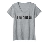 Womens Ojo Cuidao Divertida V-Neck T-Shirt