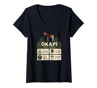 Women's Okapi Fact Sheet Half Zebra Half Giraffe Facts V-Neck T-Shirt