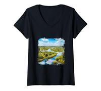 Women's Okavango Delta Wetland River Landscape Botswana Scene V-Neck T-Shirt