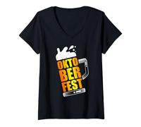 Womens Oktoberfest Beer Mug Funny Oktoberfest Costume V-Neck T-Shirt