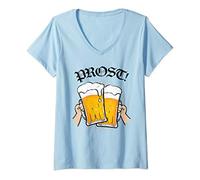 Womens Oktoberfest Cool Prost! Beer Cheers in German V-Neck T-Shirt