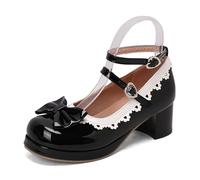 Women's Oktoberfest Heel Shoes,Women's Bavarian Heels,Product Category Product Title Color Blocked Bow Strap High Square Toe for Platform Competitor Title Platform Beer Festival Sandals Black