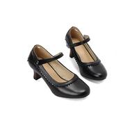 Women's Oktoberfest Heel Shoes,Women's Traditional Dancing Heels,Timeless Round Toe Strap High Mary Jane Shoes for with Comfortable Mid and Classic Festive Vibe Beer Festival Sandals Black