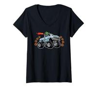 Womens Oktoberfest Monster Truck Pretzel Bavarian German V-Neck T-Shirt