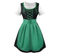 Women's Oktoberfest Outfit German Beer Bavarnian Dress Traditional Puff Short Sleeve Square Neck Halloween Costumes for Womens,Dark Green,S,U11K