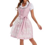 Women's Oktoberfest Outfit Traditional Midi Dress Fancy Floral Beer Maid Costume Halloween Carnival Costumes For