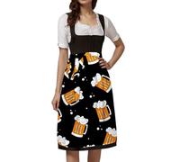 Womens Oktoberfest Outfits Dress Apron Beer Printed Midi German Dirndl Aprons Traditional Costume Dress Up Ladies Elegant Wrap Apron Adjustable Aprons for Party Cosplay Beer Festival Casual Wear