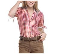 Women's Oktoberfest Shirts Women's Oktoberfest Costume Blouse Red White Checked Oktoberfest Costume Folk Festival Theme Party Carnival Checked Buttons Top Ladies Shirt A-uthentic Oktoberfest (Red, L)