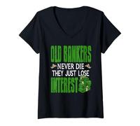 Womens Old Bankers Never Die They Just Lose Interest V-Neck T-Shirt