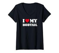 Women's Old English Sheepdog I Love My Bobtail V-Neck T-Shirt