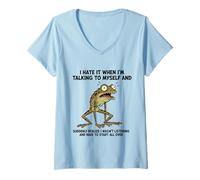 Women's Old Frog I Hate IT When I’M Talking to Myself Sarcastic V-Neck T-Shirt