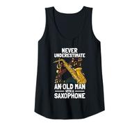 Womens Old Man with a Saxophone Player Tank Top