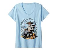 Womens Old Man with Bees Funny Beekeeper Design V-Neck T-Shirt