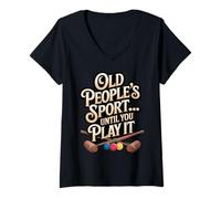 Women's Old People's Sport Croquet Player Game Croquet V-Neck T-Shirt