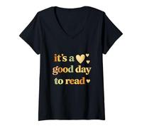 Women's Old School Vibe Good Day to Read A Book Library Bookworm V-Neck T-Shirt