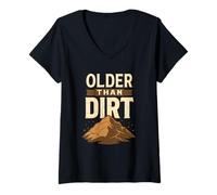 Womens Older Than Dirt Funny Saying With Cracked Rock V-Neck T-Shirt