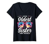 Womens Oldest Siblings Matching I Am The Oldest I Make The Rules V-Neck T-Shirt