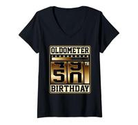 Womens Oldometer 49-50 50th Birthday Unique Gag Gift Fathers Day V-Neck T-Shirt