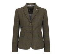 Women's Olive Green Herringbone Wool Blend Blazer Jacket 1920s Vintage