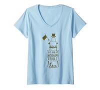 Womens Olive Moominpappa Winter Games Go Ahead Moomintroll! V-Neck T-Shirt