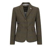 Infinity Leather Women's Tailored Fit Tweed Blazer in Herringbone Check in Green | Size: 10