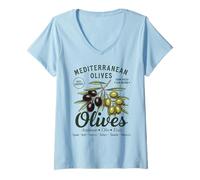 Womens Olives Mediterranean Farm 100% Fresh Olive Oil Lover Pride V-Neck T-Shirt