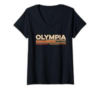 Women's Olympia Washington Vintage 1970's Style V-Neck T-Shirt