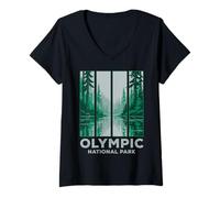Women's Olympic National Park Washington Forest Reflection V-Neck T-Shirt