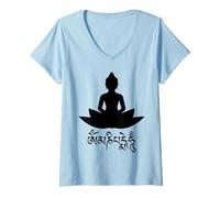 Womens Om Mani Padme Hum Tibetan Buddhist Mantra Meditation V-Neck T-Shirt