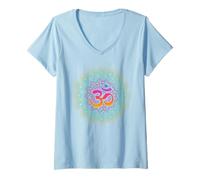 Womens Om Meditation Cushion Yoga Mat Iyengar Yoga V-Neck T-Shirt