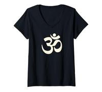 Womens Om Omkar Aum Symbol Graphic Spiritual Yoga Meditation Omm V-Neck T-Shirt