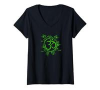 Women's Om Sign with Bamboo Nature Om Yoga Meditation V-Neck T-Shirt