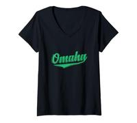 Womens Omaha Nebraska City in The United States V-Neck T-Shirt