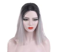 Women's Ombre Short Bob Wig Short Straight Hair Heat Resistant for Cosplay Daily Party(Gris)