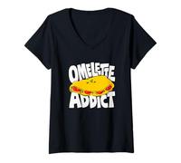 Women's Omelette Egg Lover Retro Graphic V-Neck T-Shirt