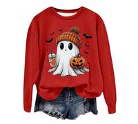 Women's Omen's Halloween Fashion Sweatshirt - Long Sleeve Crew Neck Hoodie, Specterprint, red, S