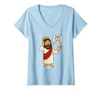 Womens OMG Guys I Never Said That Jesus Meme Funny Chistian Humor V-Neck T-Shirt