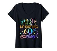 Womens OMG It's My Big Brother's 60th Birthday Sweet 60 Years Old V-Neck T-Shirt
