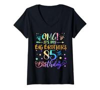 Womens OMG It's My Big Brother's 85th Birthday Sweet 85 Years Old V-Neck T-Shirt