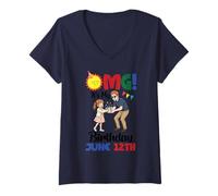 Women's OMG It's My Birthday On June 12th Happy to Me Daddy Daughter V-Neck T-Shirt